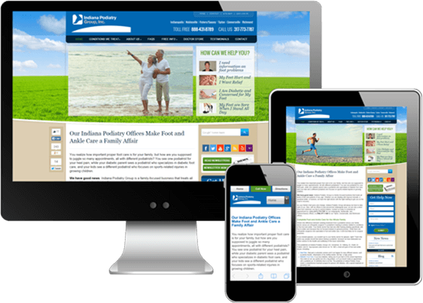 Multi-device view of Indiana Podiatry Group's website