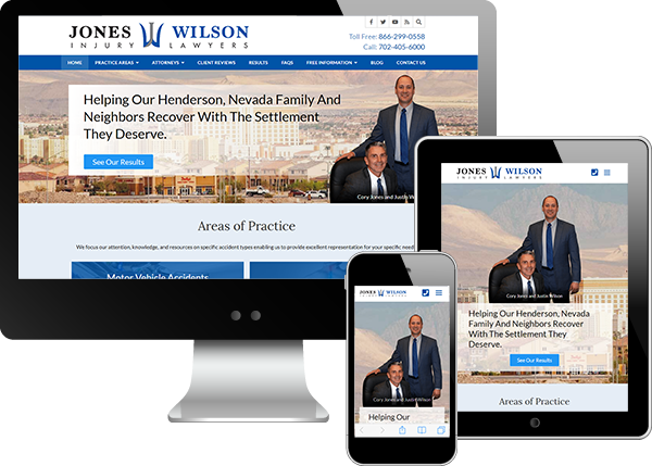 Multi-device view of Jones Wilson Injury Lawyers website