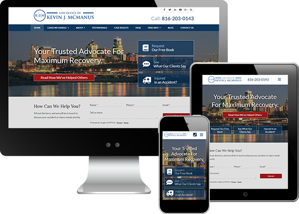 Multi-device view of Law Office of Kevin McManus website